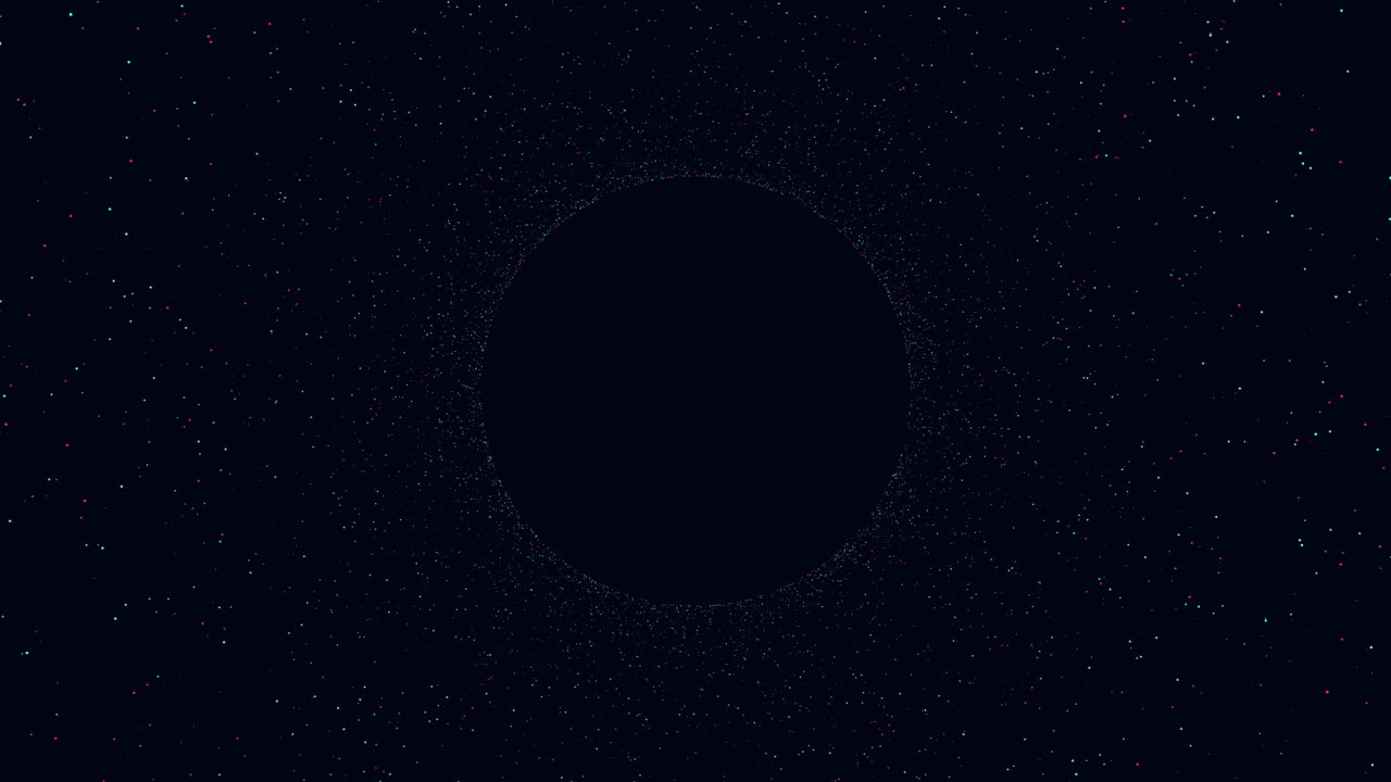 Minimalistic art black circle with white dot surrounded by dots
