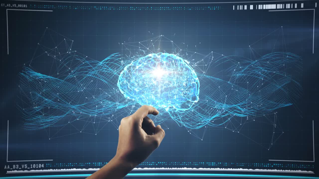 mano usando la pantalla de la interfaz digital