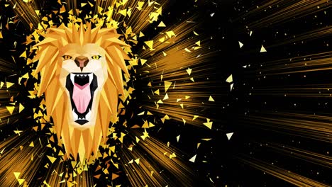 polygonal lion background. animal head. low polygon loop animation. geometric wildlife. polygonal animal portrait.