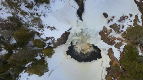 Fly-over-a-waterfall-in-Gooseberry-Falls-State-Park-without-people