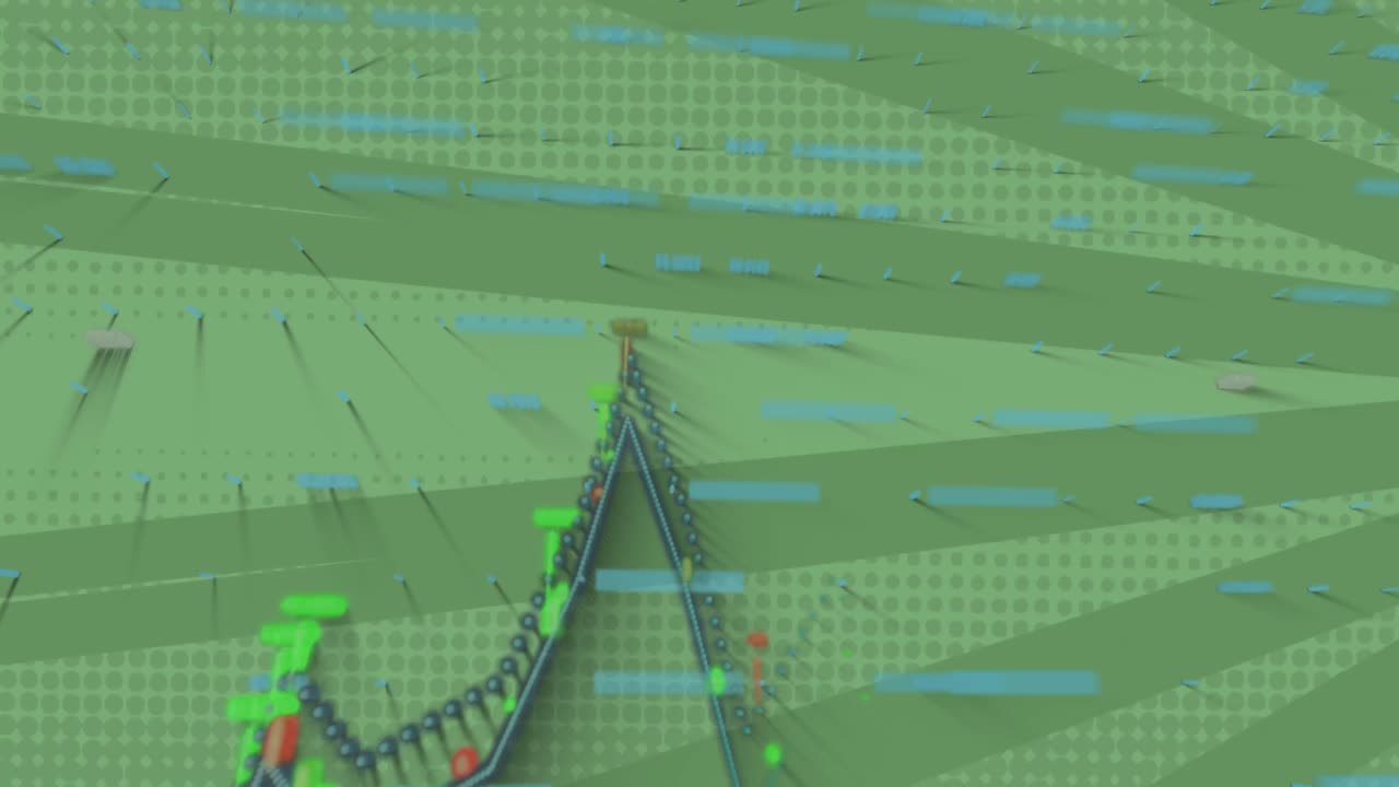 녹색 줄무 바탕에 그래프와 데이터의 애니메이션