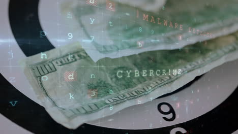 animación del procesamiento de datos sobre billetes