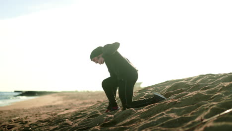 Anxiety panic attack realising daytime sunlight on beach
