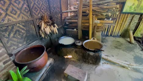 interior view of traditional indonesian kitchen, cooking java sugar