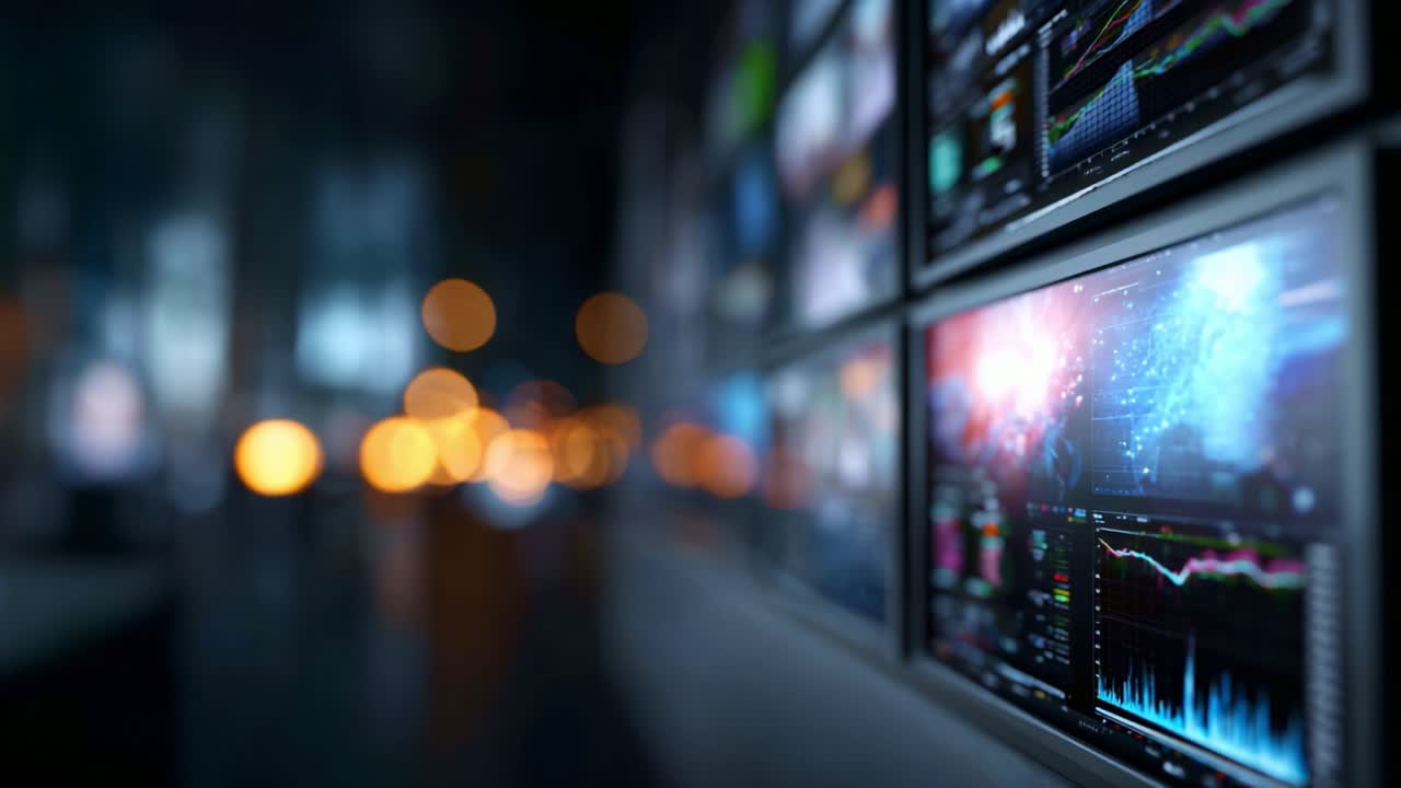 Dynamic Financial Analytics Displaying Market Trends and Data Analysis in a Modern Trading Environment with Intense Visuals and Chart Representations