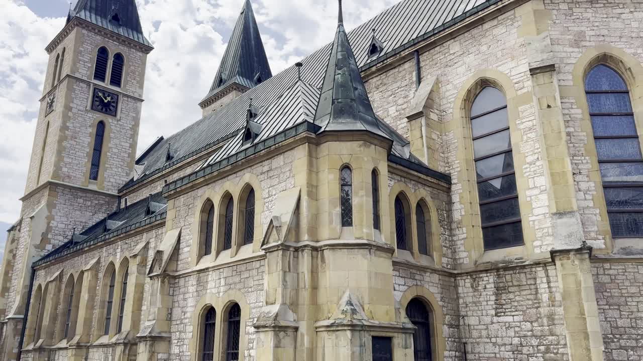 Sacred Heart Cathedral in Sarajevo Old Town - Catholic Church in Capital of Bosnia and Herzegovina