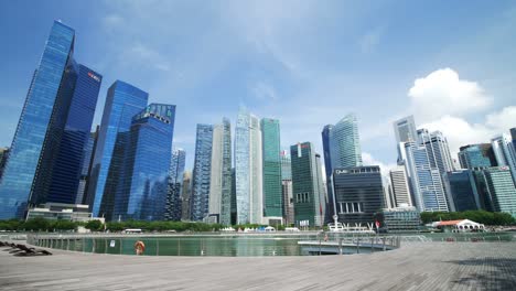 singapore skyline and view of skyscrapers on marina bay