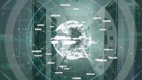 Animation-of-globe-and-data-processing-with-connections