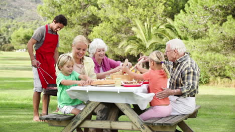 father cooking a bbq for family