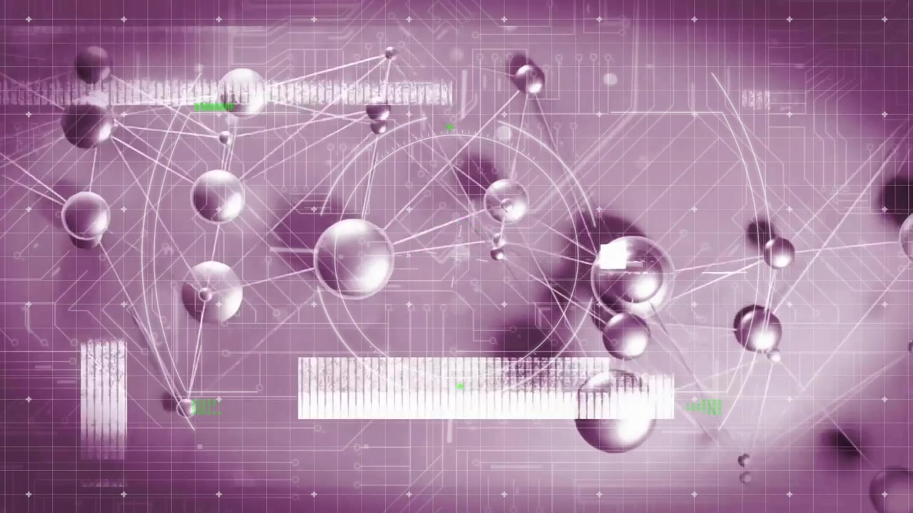 On start spheres floating in and forming network with HUD data bar animating visualizing data links