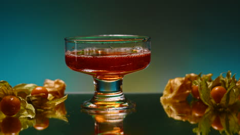 cape gooseberry juice in a glass cup