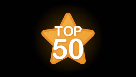 top 50 gold label on black background. motion graphics.