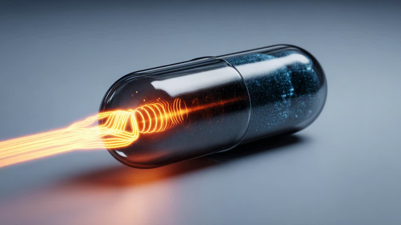 A Futuristic Capsule Emitting Vibrant Energy, Showcasing Innovative Design and Advanced Technology in a Dynamic Display of Light and Motion