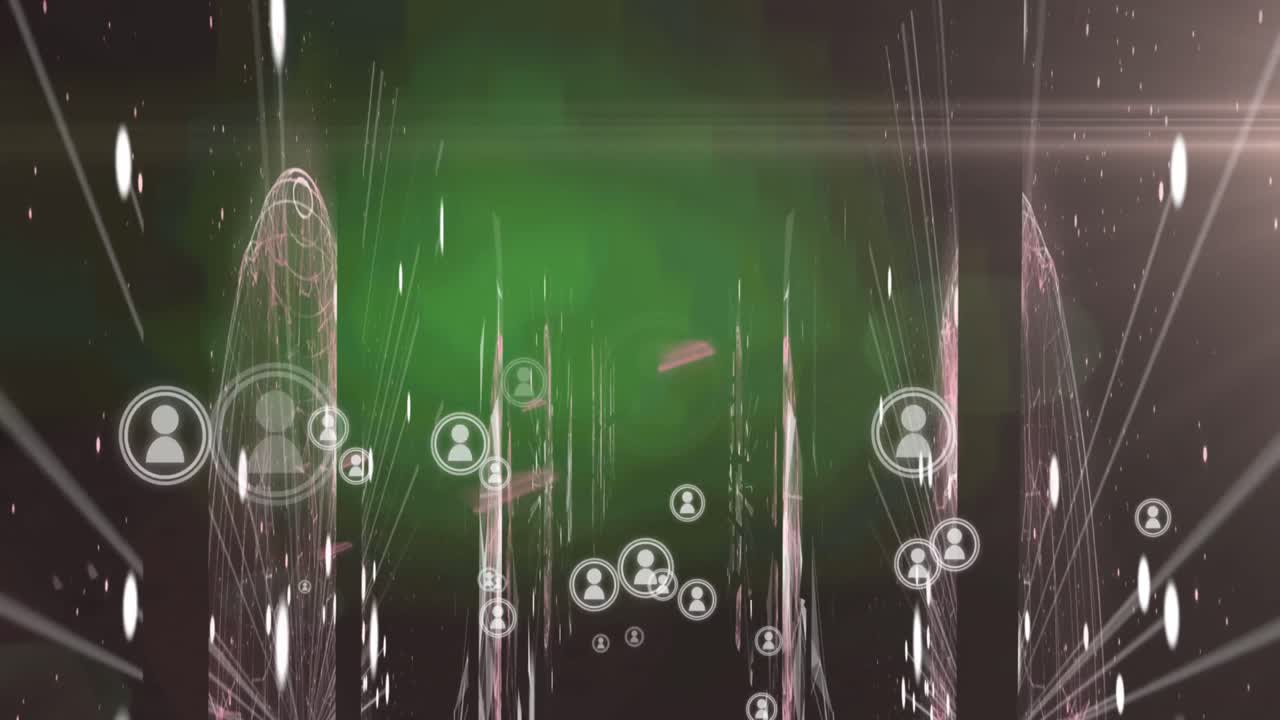 연결 네트워크를 통해 미디어 아이콘의 애니메이션