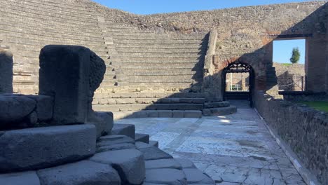 old stone roman theatre preserved in pompeii archeological site