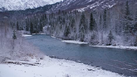 Frozen-river-and-Forest-in-Alaska