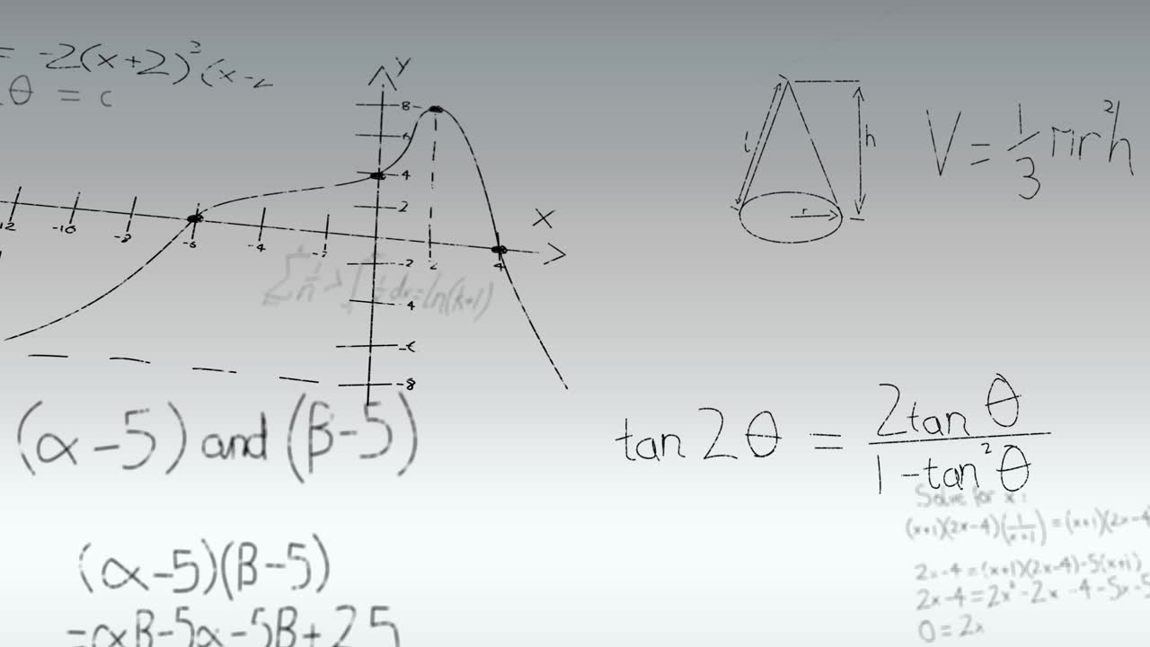 animación del procesamiento de datos matemáticos sobre un fondo gris
