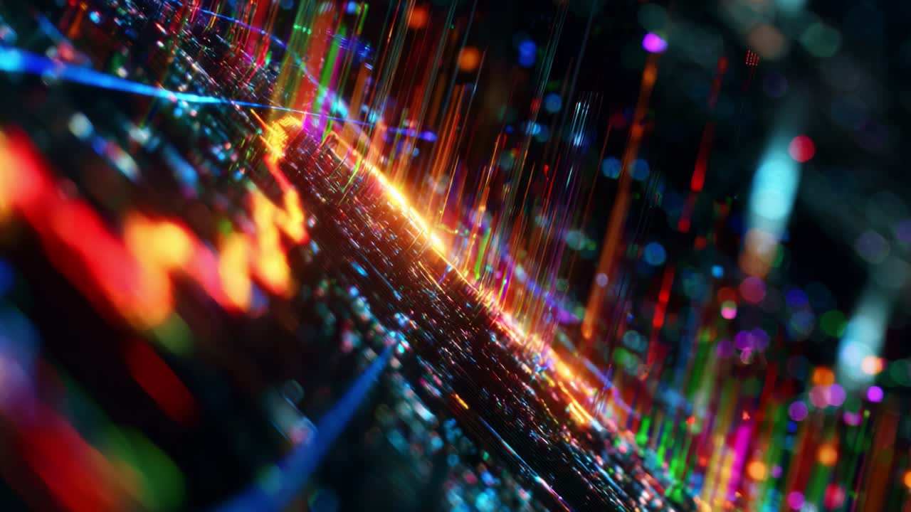 A Stunning Visualization of Light Reflections and Colorful Patterns Captured in Two Phases Showing the Dynamic Flow and Vibrance of Fluid Art in a Hypnotic Scene