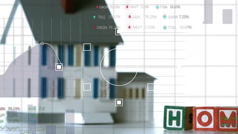 Animation-Von-Formen-Und-Datenverarbeitung-über-Dem-Haus