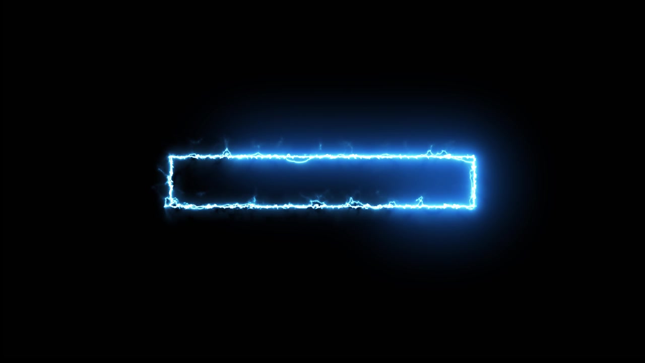 Animazione di fuoco elettrico luminoso con movimento rettangolare isolata su sfondo nero