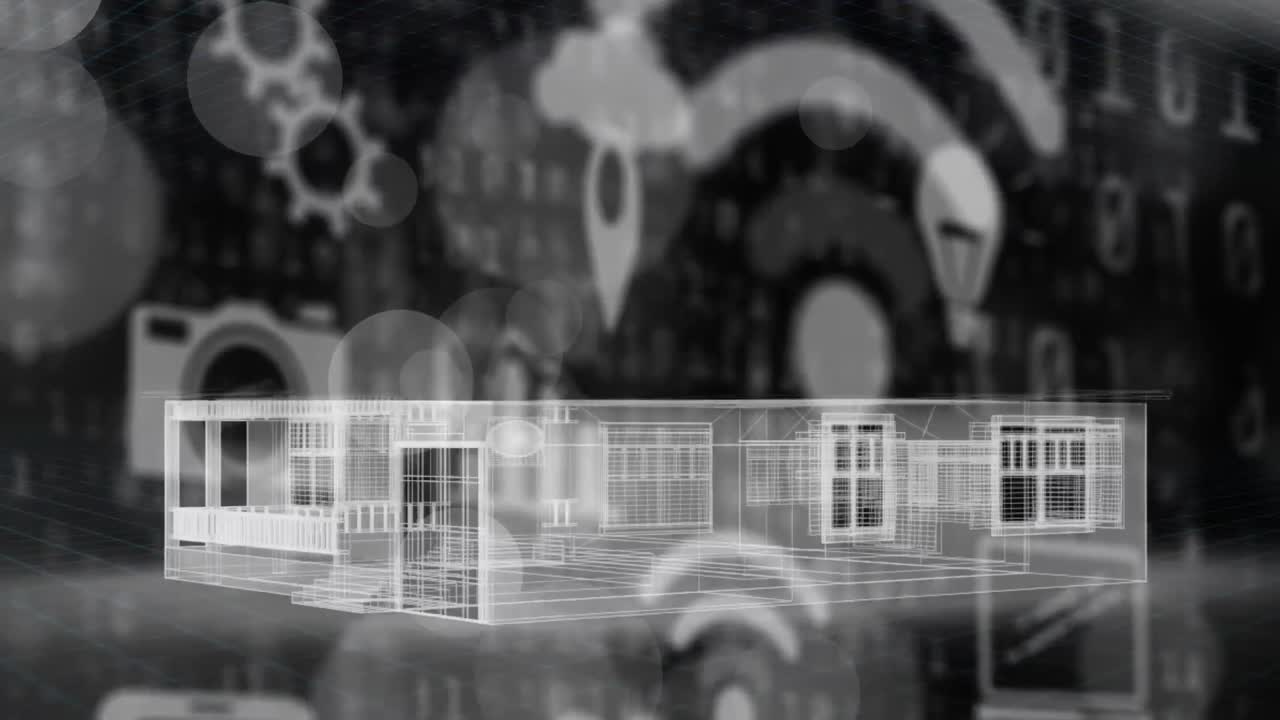 3d 하우스의 애니메이션과 아이콘으로 데이터 처리