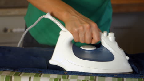 woman ironing her clothing