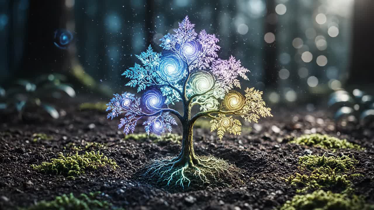 Mystical Tree of Life with Energy Roots
