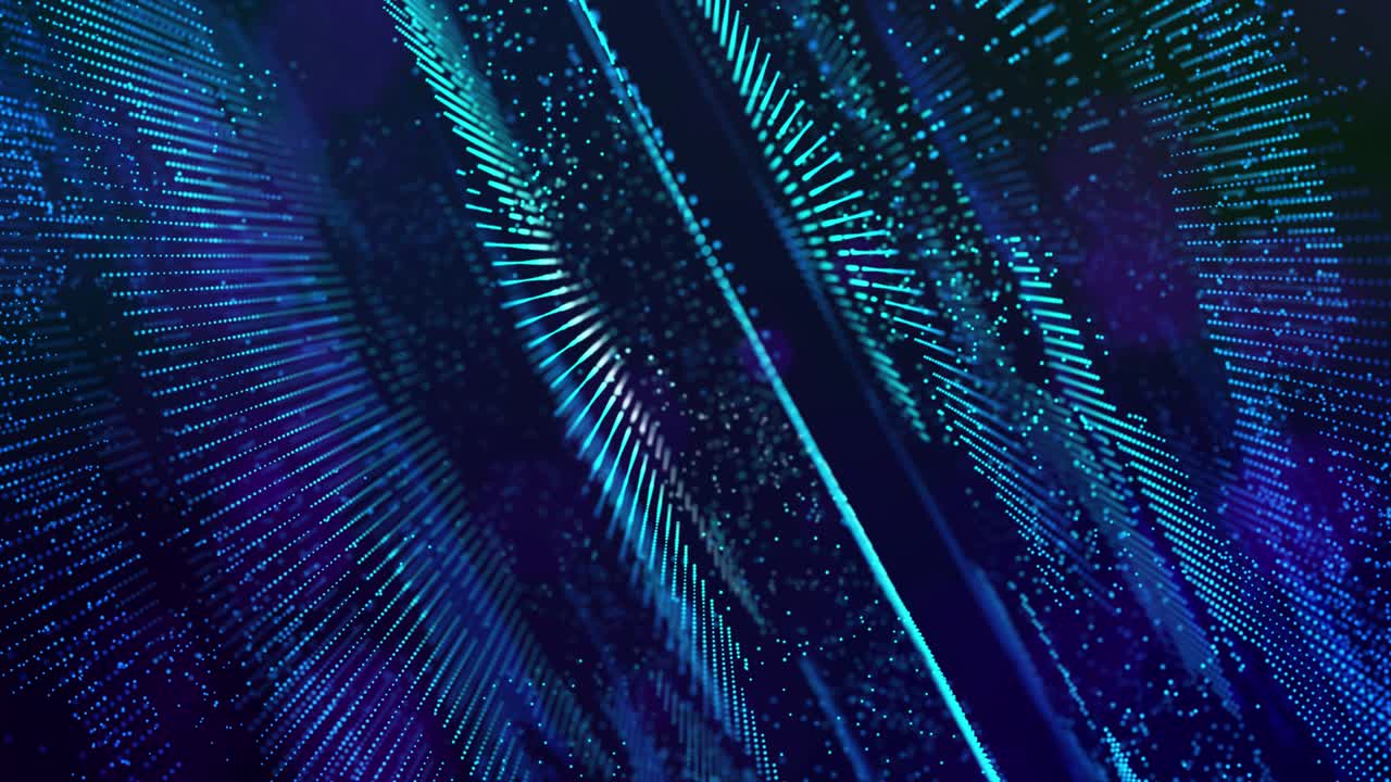 blue data flow 3d bg as digital space. Blue high tech background with glow particles form complex structure. Sci-fi background concept of hi-tech information flow, blockchain, data science. DOF