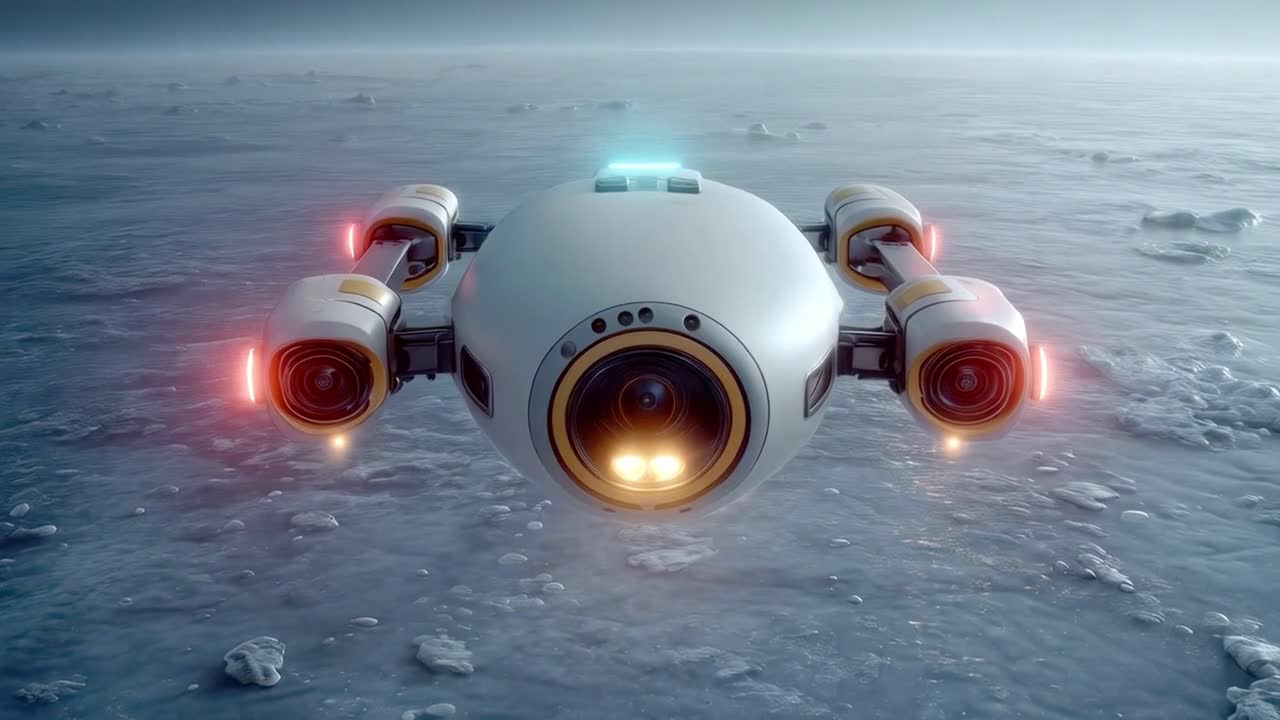 Autonomous drone exploring icy ocean
