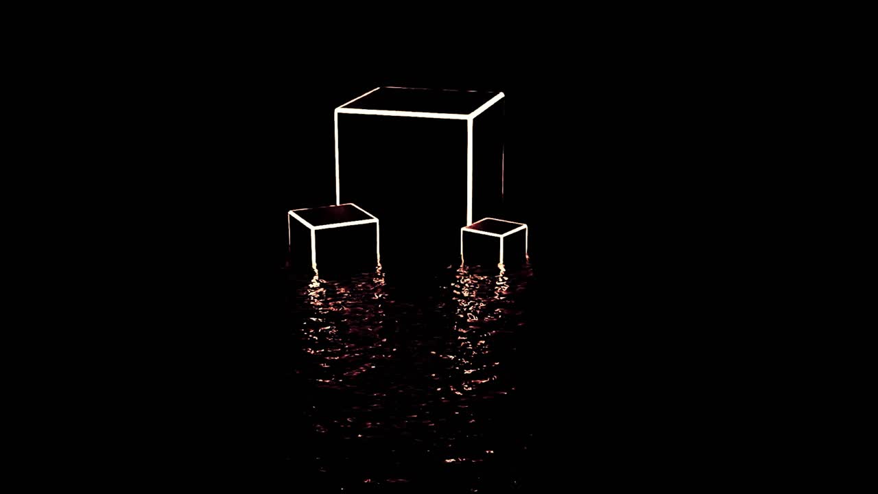 Neonkuber reflekterende i vand