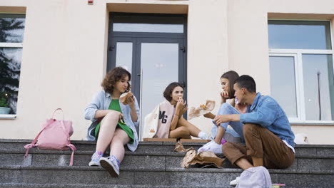 friends having lunch outdoors