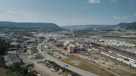 city of williams lake pan aerial 4k drone tilt of town canada