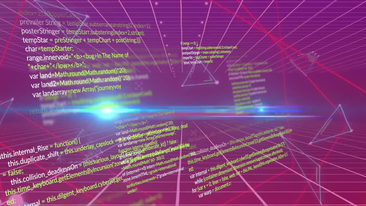 보라색 모양 위에 데이터 처리의 애니메이션