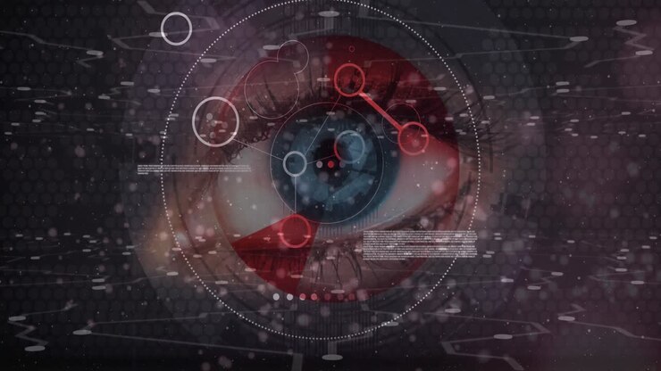 Animation of network of connections over human eye