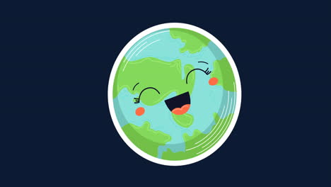 animation of smiling globe on blue background