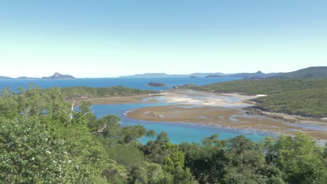 whitsunday islands national park, beach, and seascape from south whitehaven lookout in qld, australia