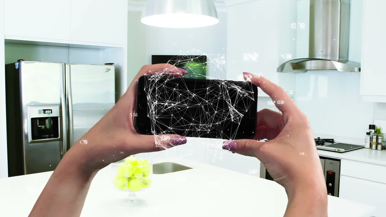 스피닝 하우스를 통해 연결된 스마트폰의 애니메이션