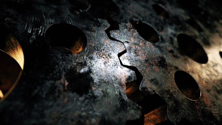 primo piano degli ingranaggi incrociati