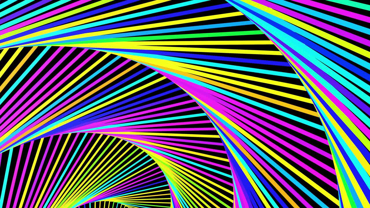 abstract geometric looped bg con anillos forman complejas espirales retorcidas y efectos de luz. los anillos parpadean luces de neón multicolor. bombillas de anillo de neón para espectáculos o eventos, festivales o conciertos, clubes nocturnos vj.