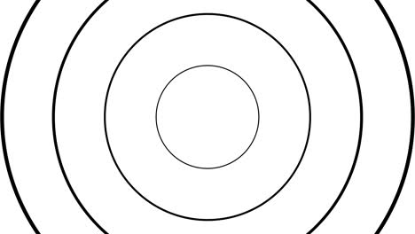 línea delgada círculos de zoom negros en un fondo blanco. gráficos de movimiento geométricos simples. animación sin costuras con formas básicas