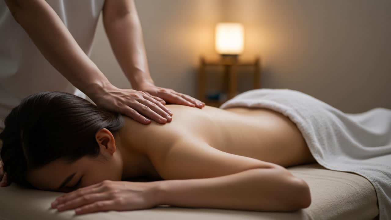 A Relaxing Massage Session: Tranquility and Rejuvenation in a Comfortable Spa Setting for Stress Relief and Personal Wellness