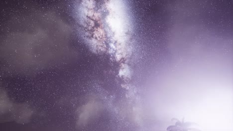 milky way galaxy over tropical rainforest.
