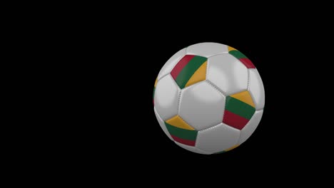 lithuania flag on flying soccer ball on transparent background, alpha channel