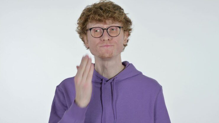 Yawning Redhead Young Man, White Background