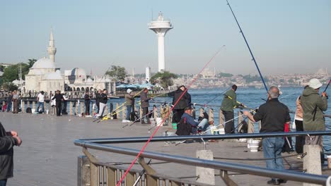 fishing at the istanbul waterfront