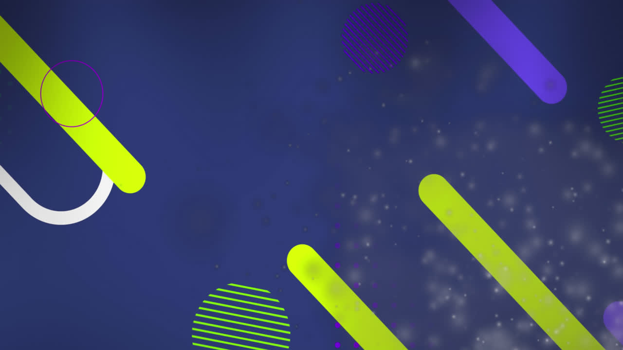 animación de partículas y formas geométricas contra un fondo azul