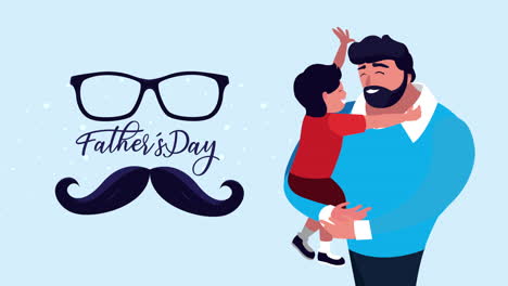 feliz día del padre letras con el padre levantando hijo y bigote