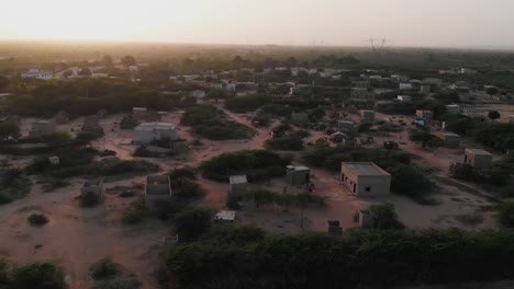 rural village in sindh. aerial dolly right