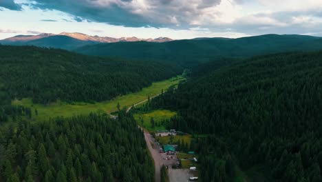 picturesque of dense mountains and town of lolo in missoula county, montana, united states