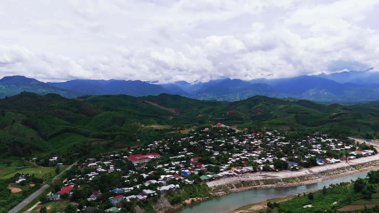 Aerial View Tilt of the City in Lam Dong